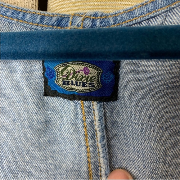Vintage Dixie 90's Jean Bib Overall Dress Sz 40 large Blue Denim Patch Pocket - Picture 5 of 6